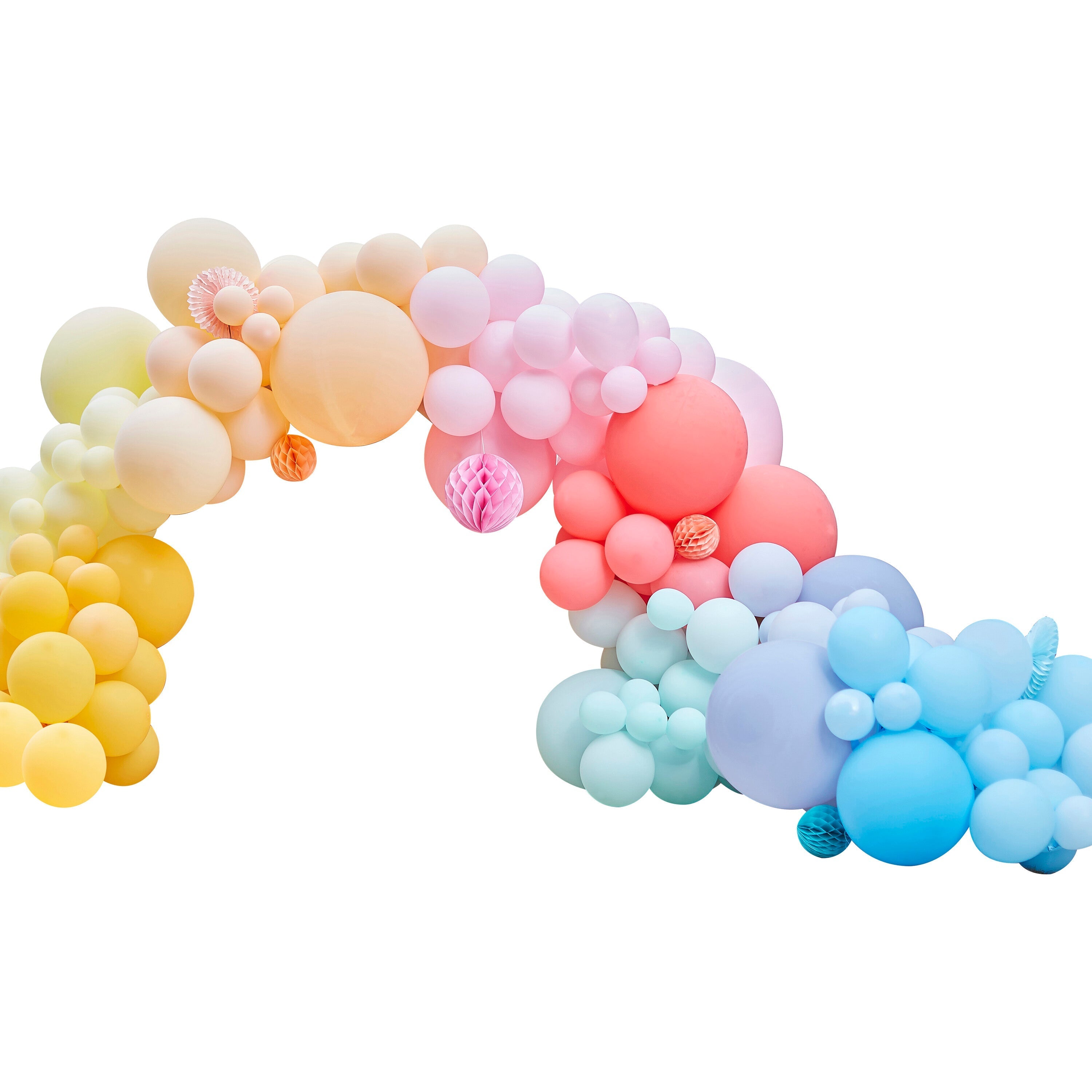 Luxe Bright Balloon Arch with Paper Honeycombs- 3 Inner Pack