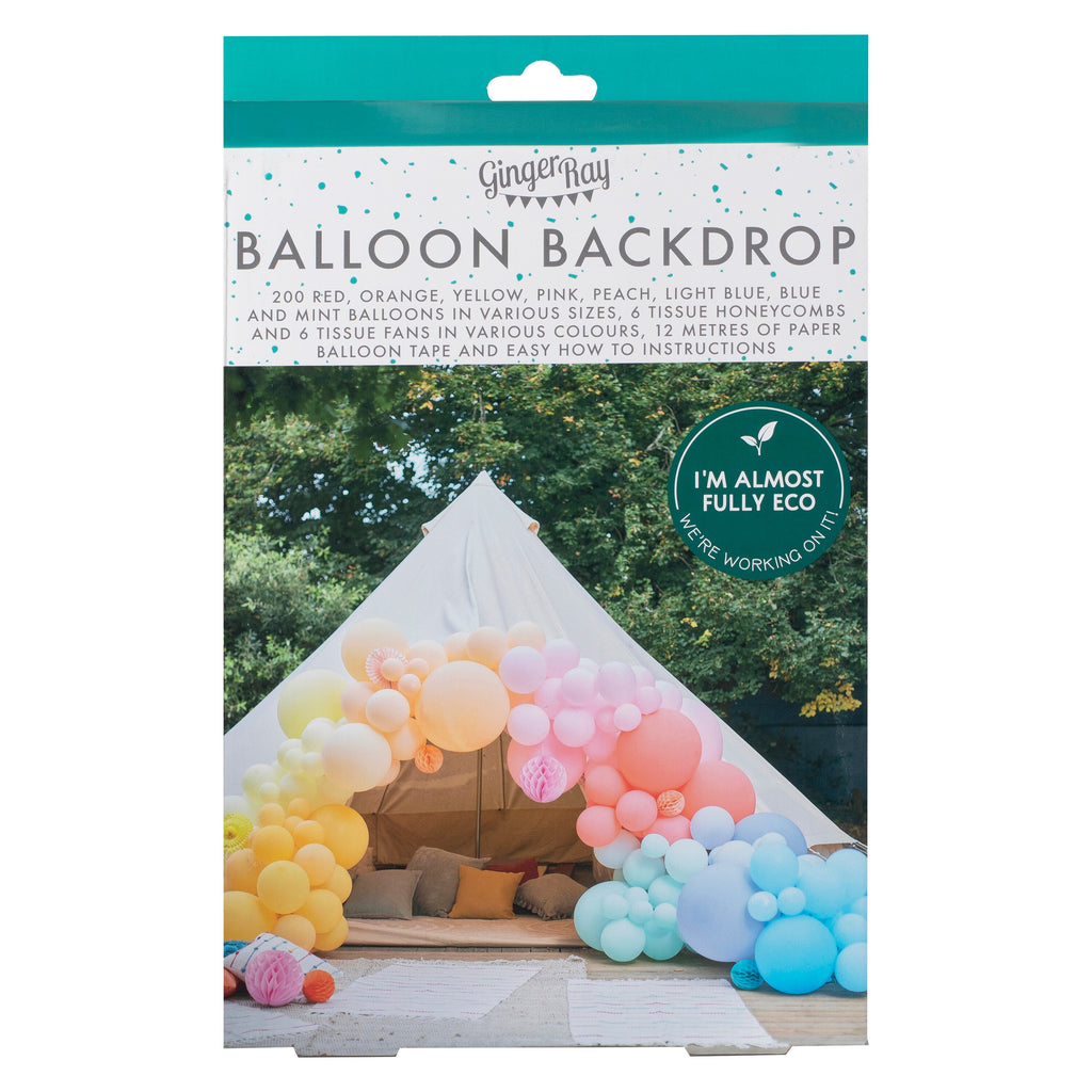 Luxe Bright Balloon Arch with Paper Honeycombs