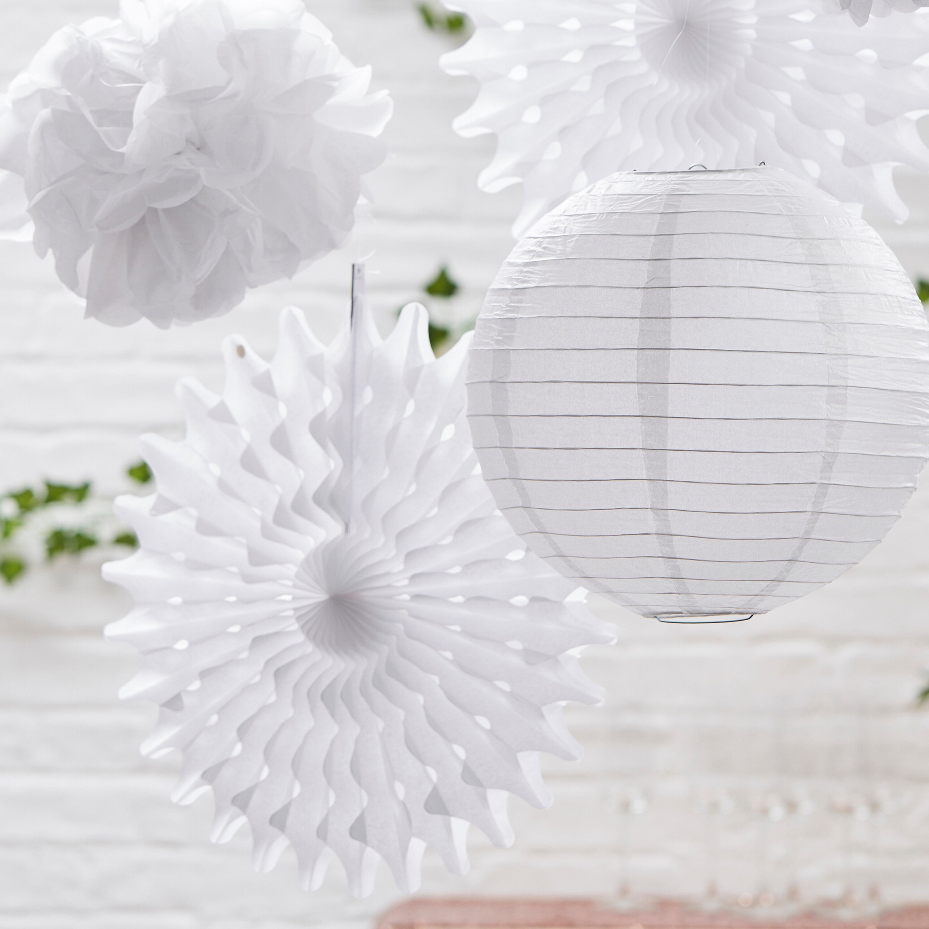 White Hanging Wedding Decorations- 5 Inner Pack