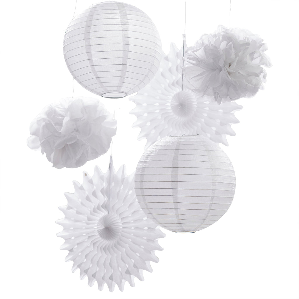 White Hanging Wedding Decorations- 5 Inner Pack