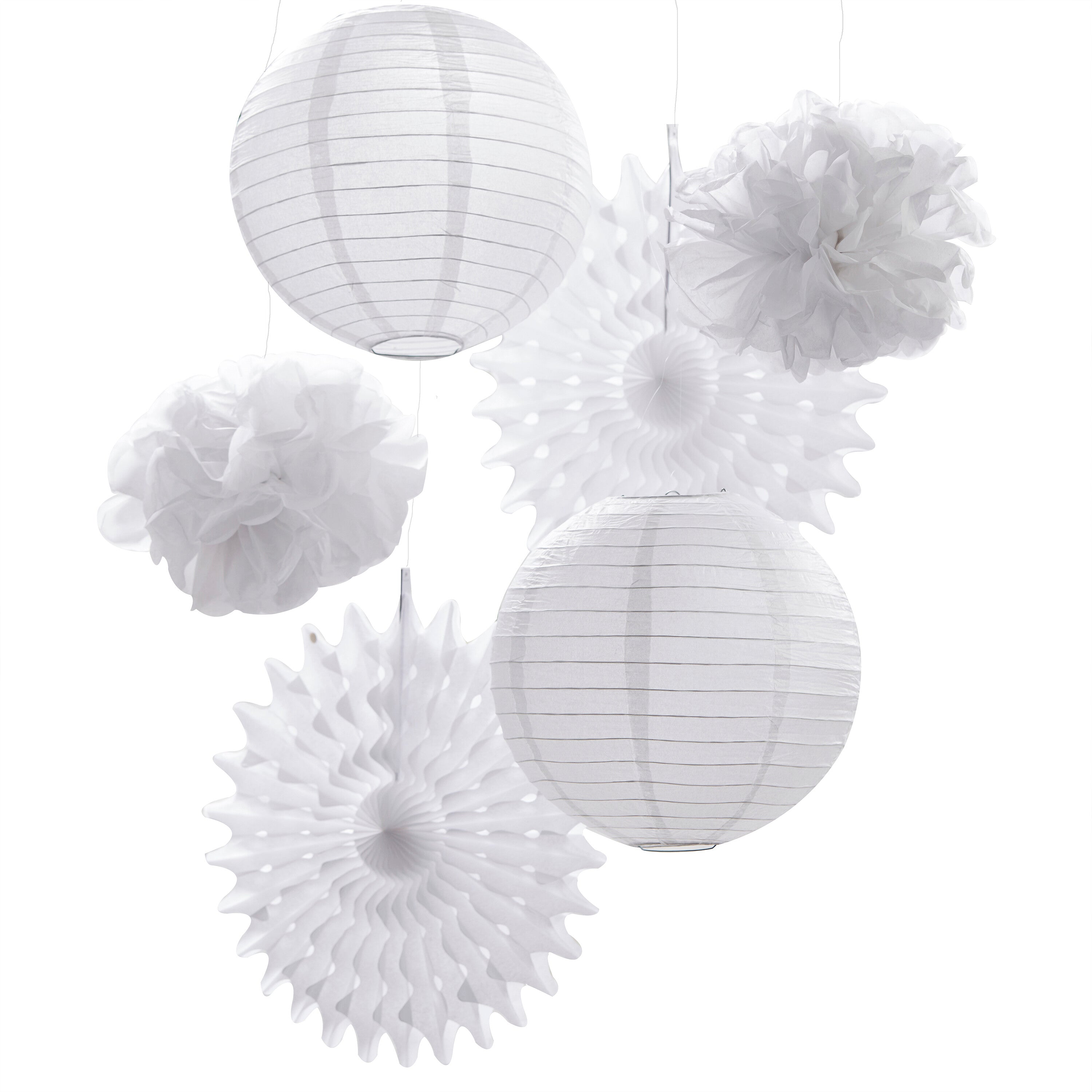 White Hanging Wedding Decorations- 5 Inner Pack
