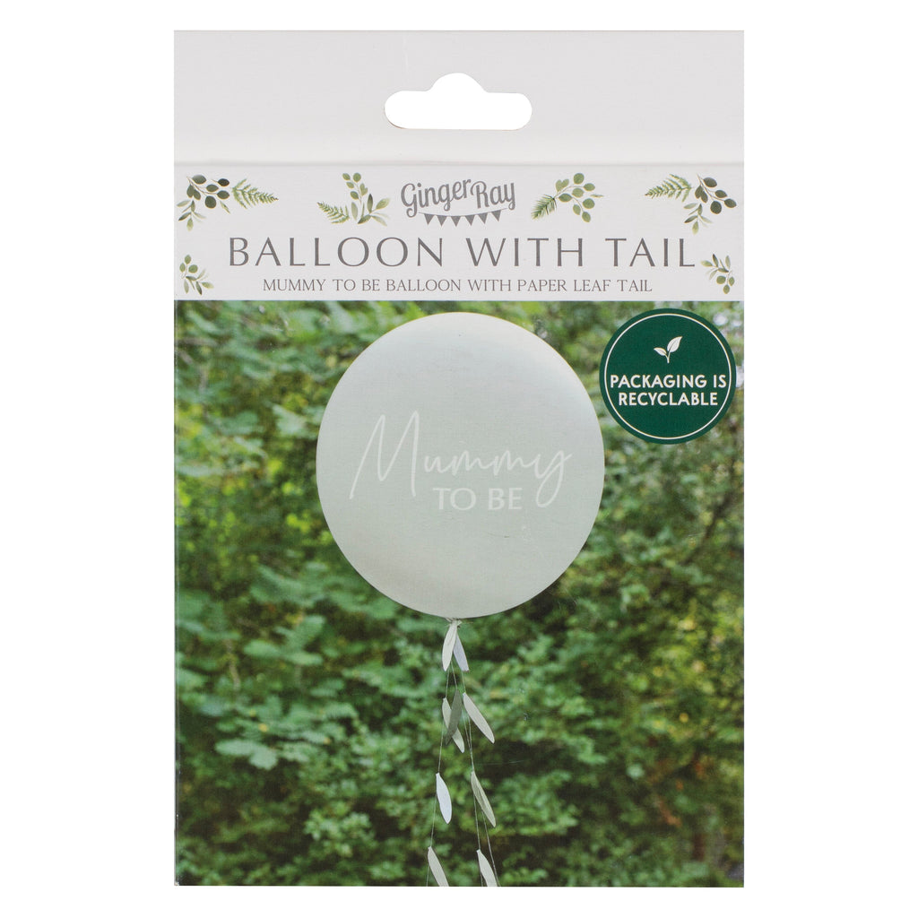 Mummy To Be Baby Shower Balloon with Botanical Tail- 5 Inner Pack