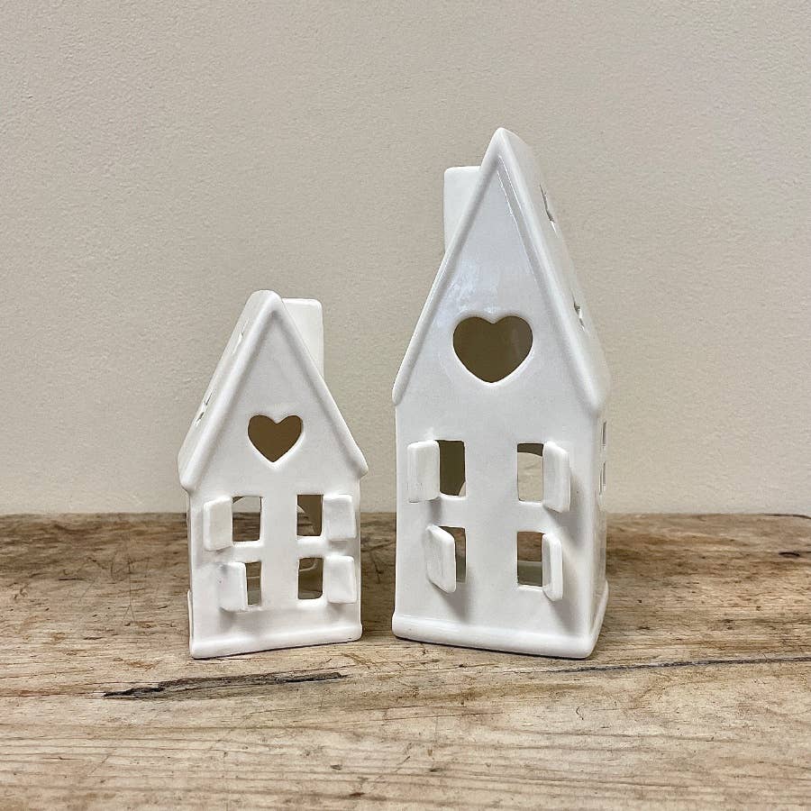 Zierlicher Teelichthalter "Weißes Haus", 16,5 cm