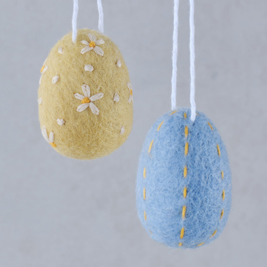Felt Embroidered Easter Egg Tree Decorations