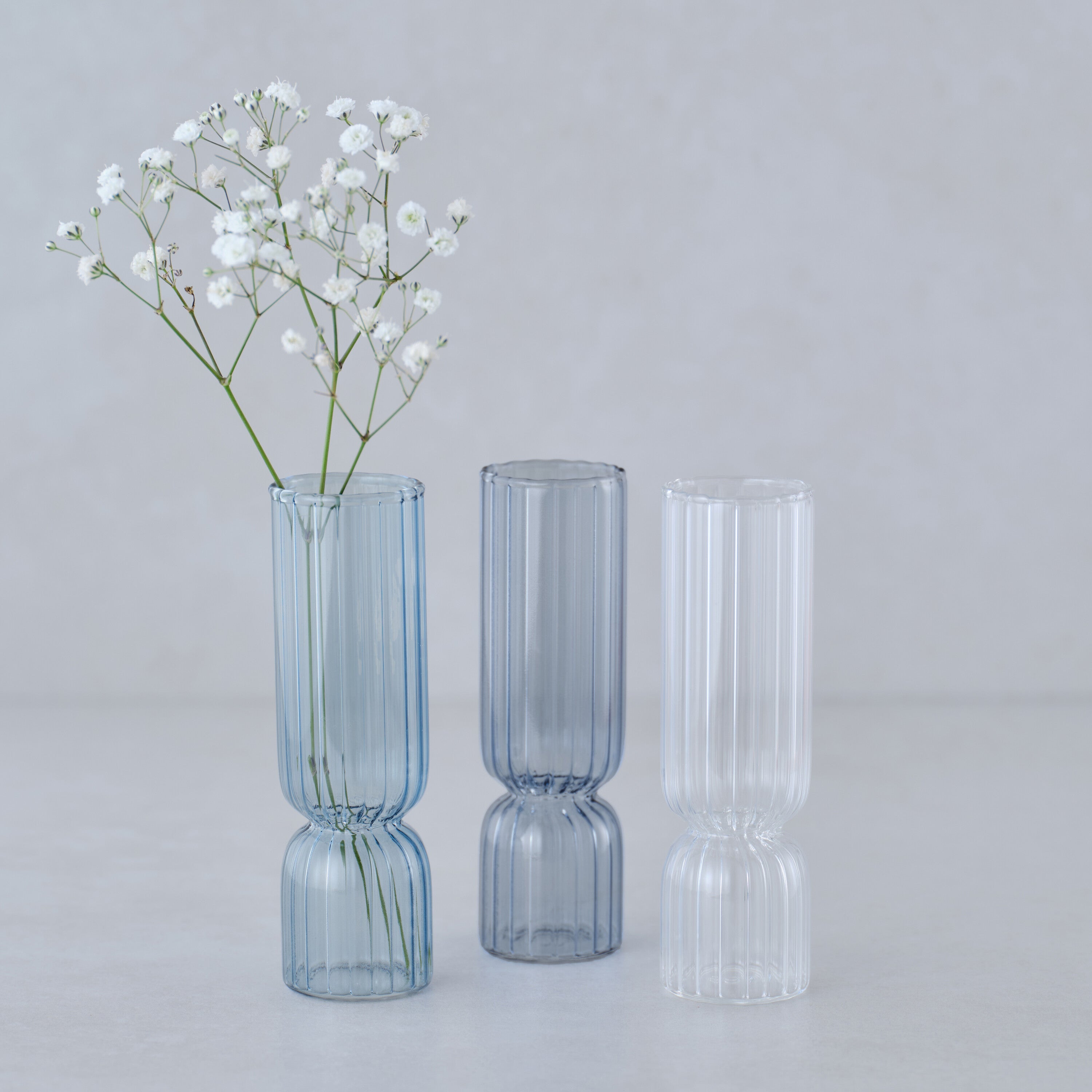 Blue and Clear Glass Bud Vases- 1 Inner Pack