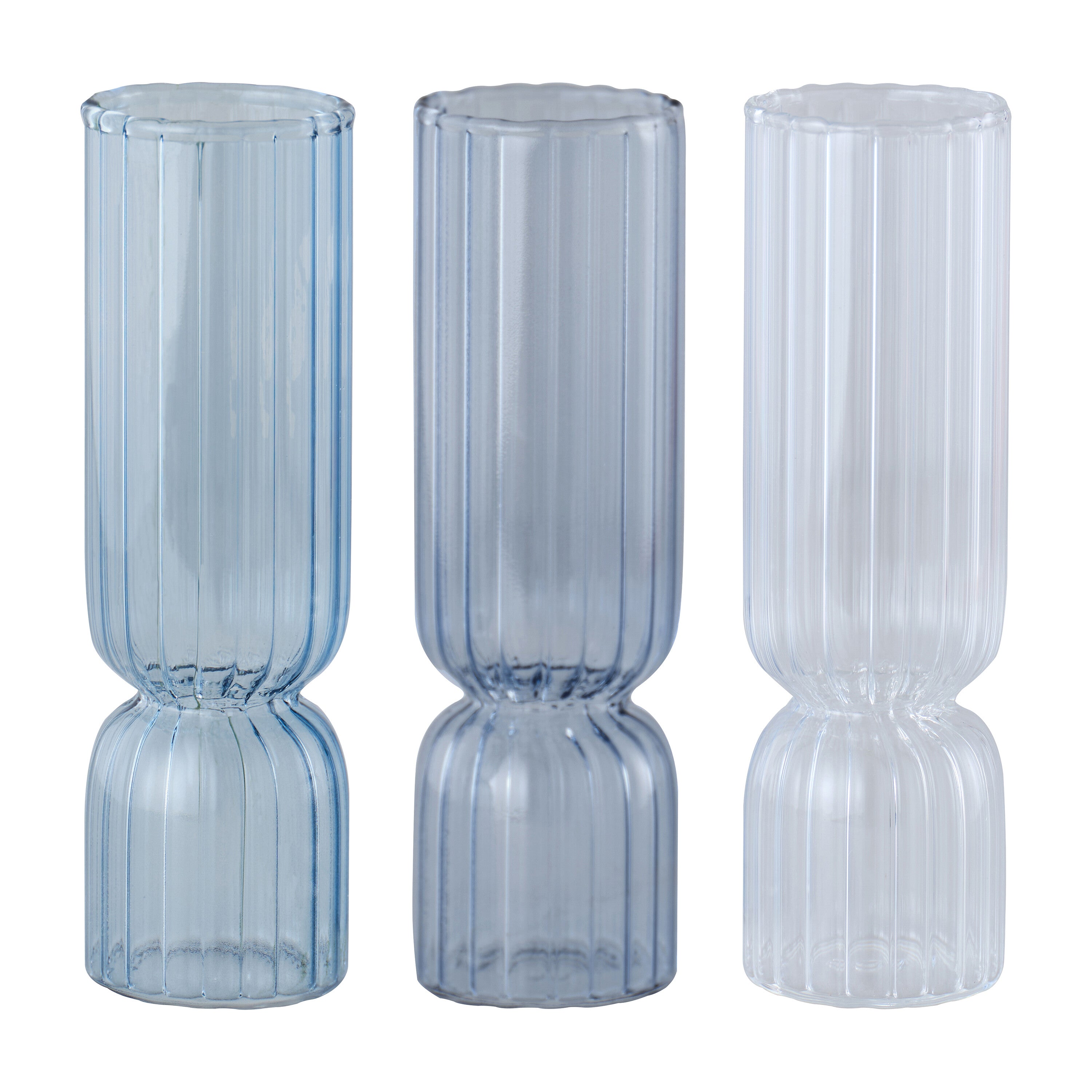 Blue and Clear Glass Bud Vases- 1 Inner Pack