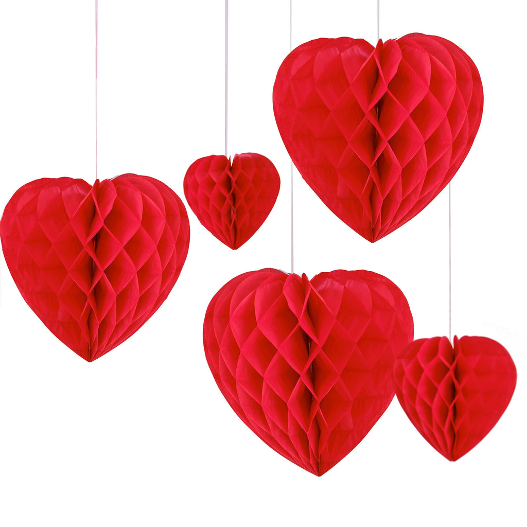 Honeycomb Hanging Heart Decorations- 5 Inner Pack
