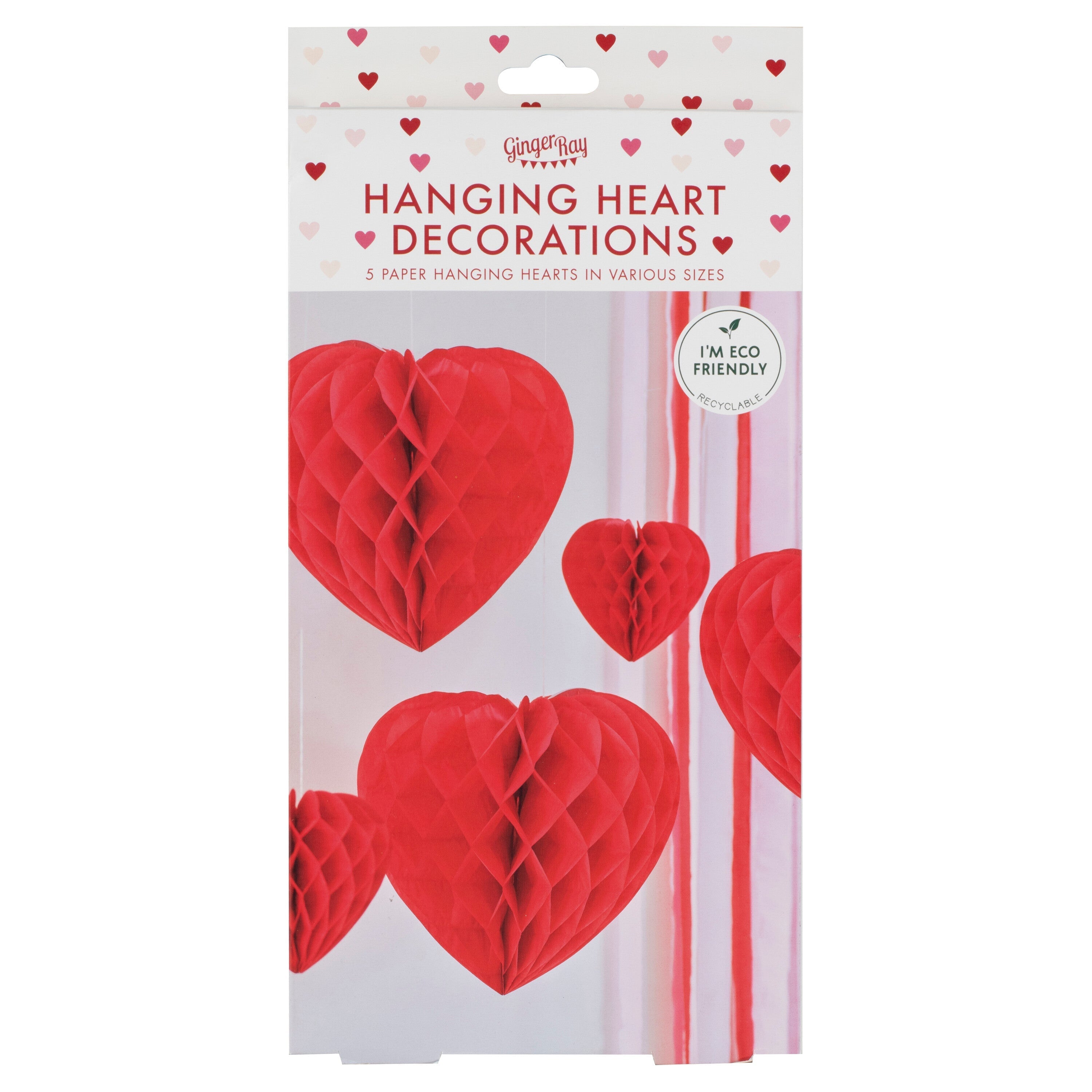 Honeycomb Hanging Heart Decorations- 5 Inner Pack