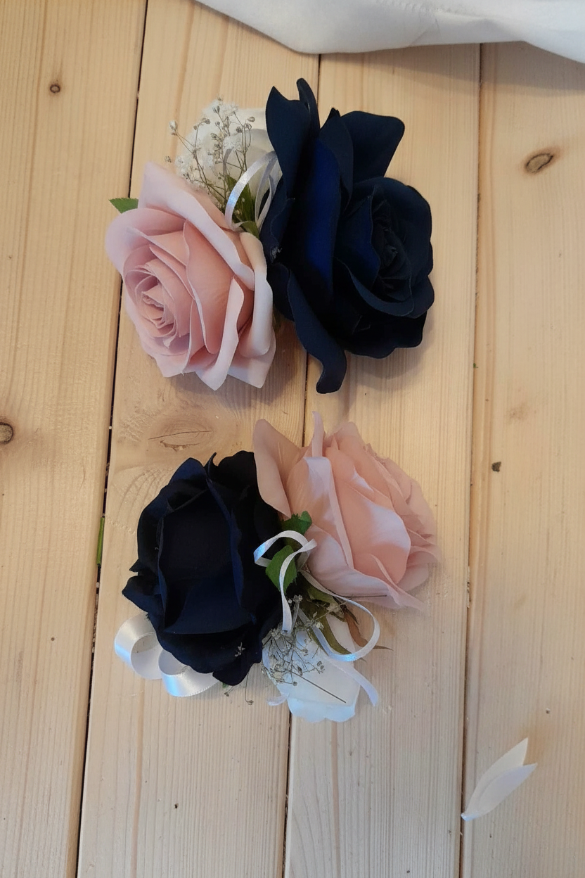 Buttonholes on rustic wood