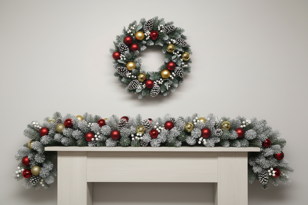 Christmas Wreath & Garland Matching Set