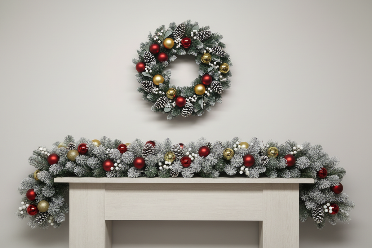 Christmas Wreath & Garland Matching Set