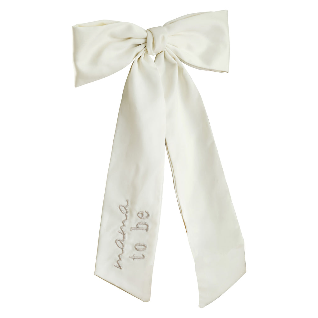 Ivory Embroidered 'Mama to Be' Hair Bow