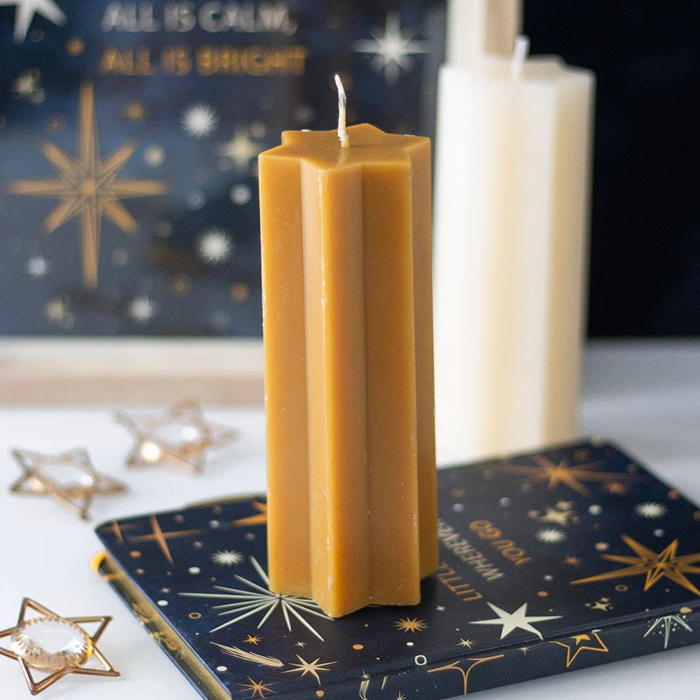 Gold Starry Night Star Shaped Pillar Candle