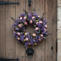 Deep Purple Wreath on Rustic Door