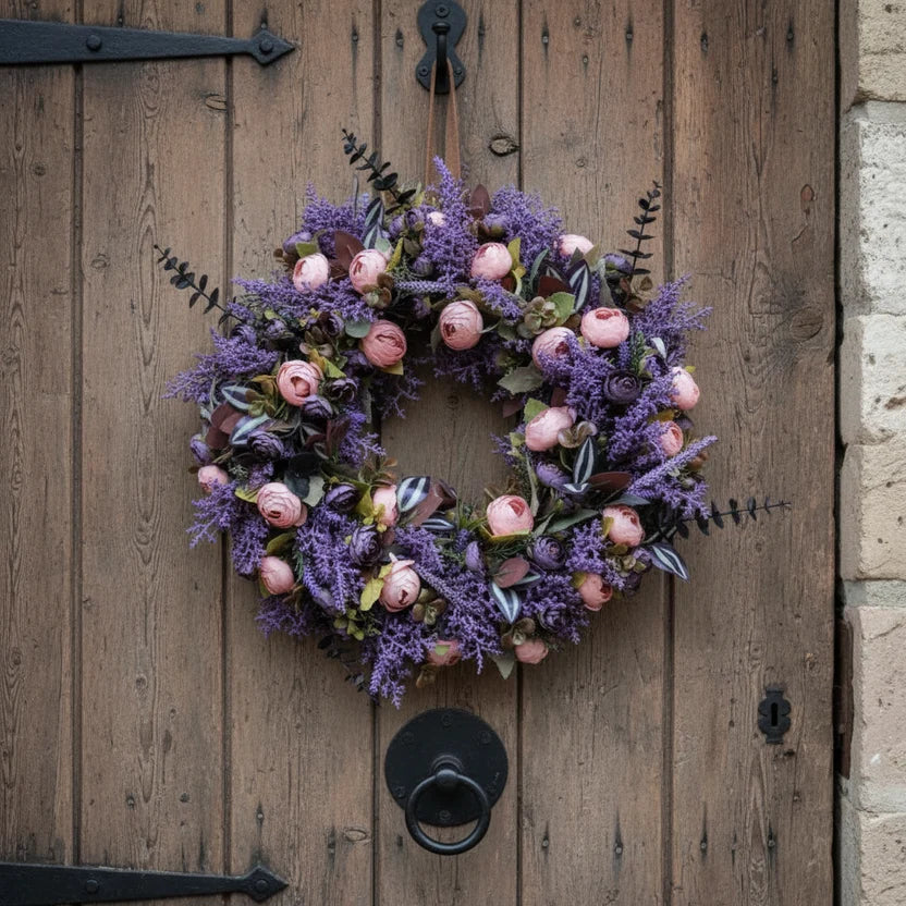 Deep Purple Wreath with Dusky Pink Accents SALE