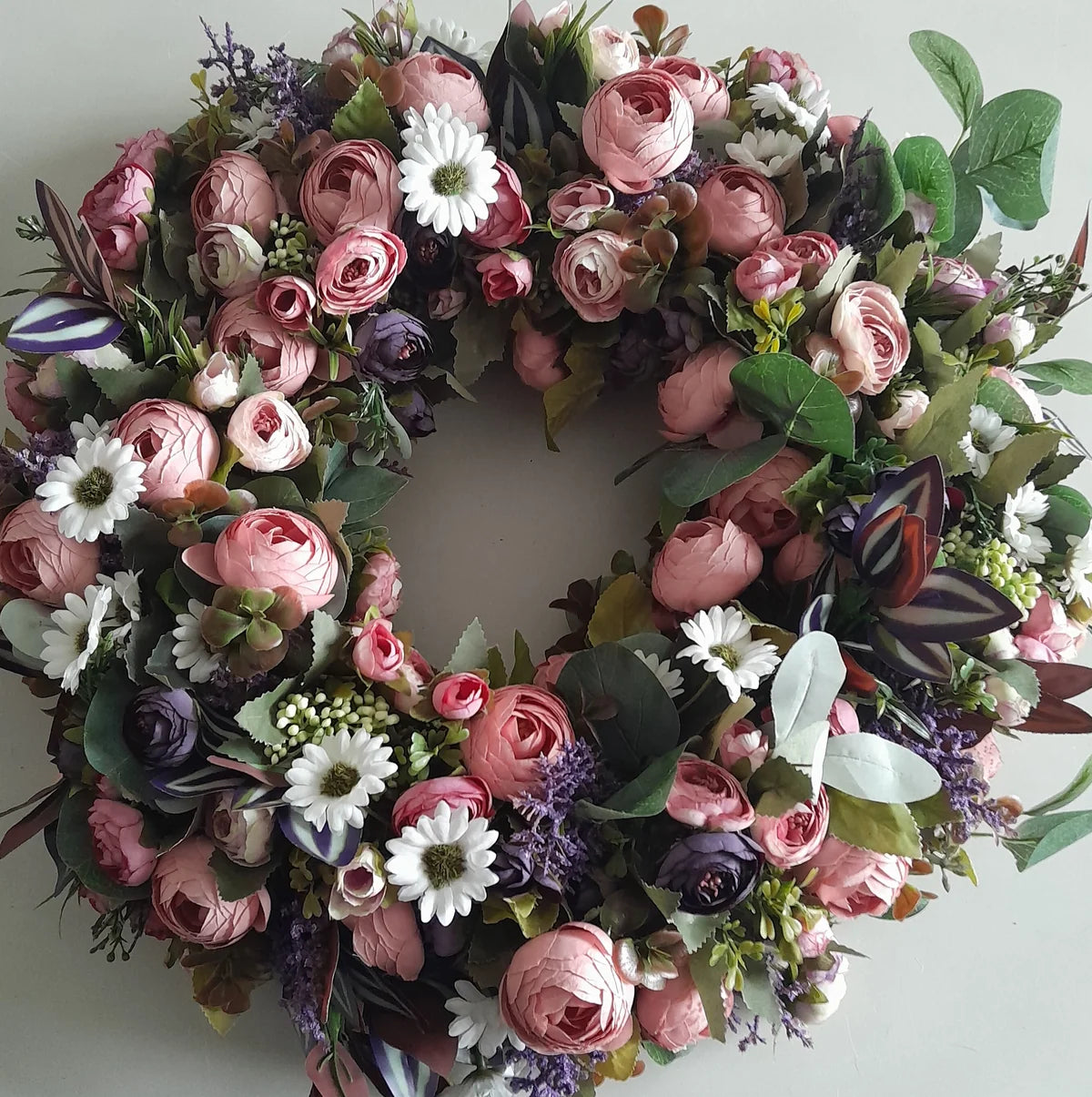 Deep Purple & Dusky Pink Artificial Wreath | 50cm