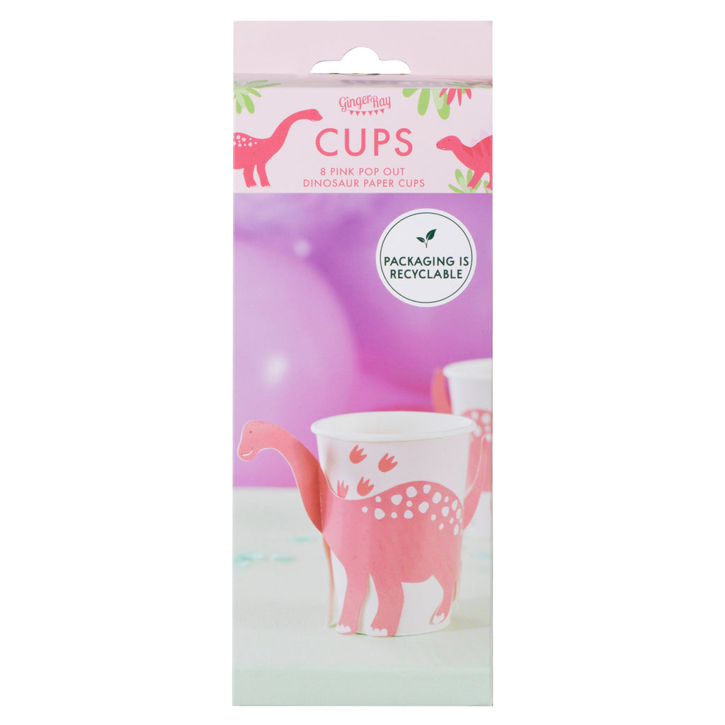 Pink Pop Out Dinosaur Paper Cup