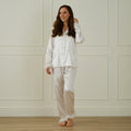 White Satin Pyjamas with Feather Trims - Small- 5 Inner Pack
