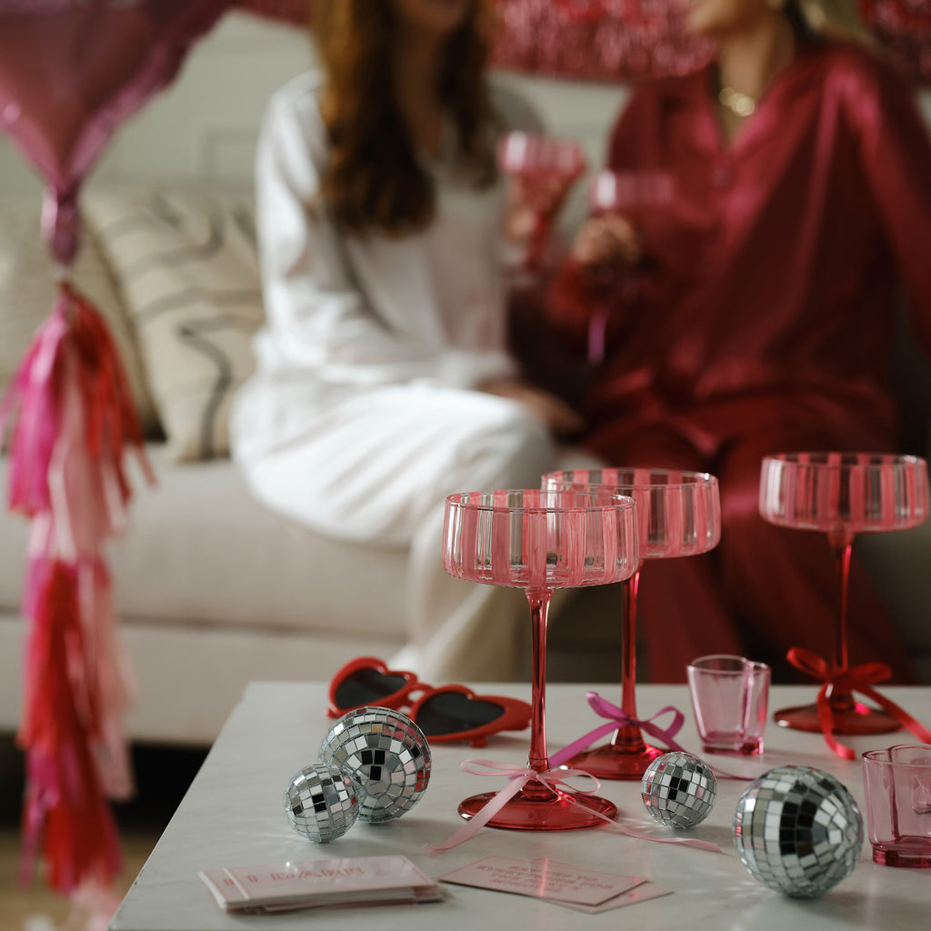 Pink Satin Pyjamas with Feather Trims - Extra Large