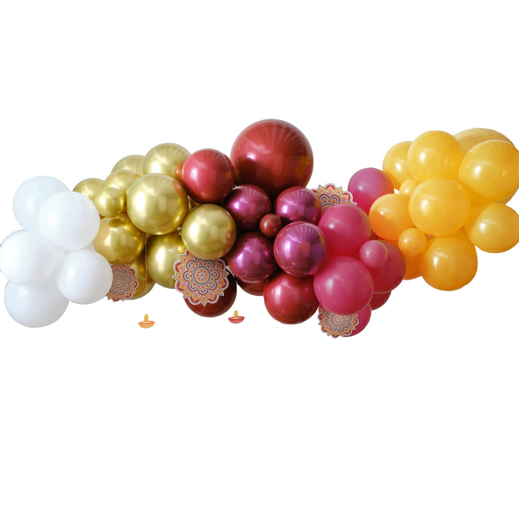 Diwali Balloon Arch Kit with Fans and Tealight Card Decorations- 5 Inner Pack