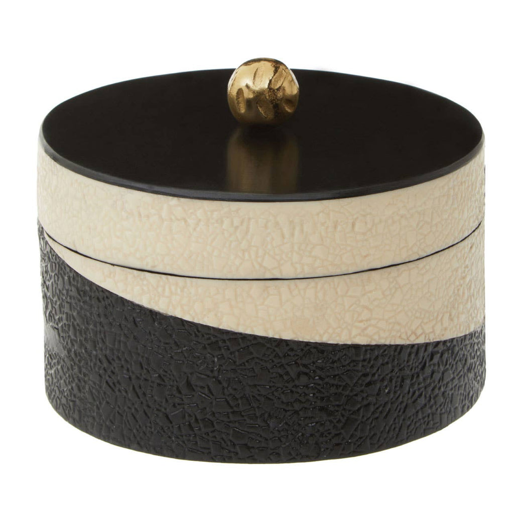 Ezra Large Black and White Trinket Box