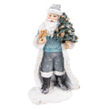 6PR3739 Figurine Santa Claus 21 cm Grey Blue Polyresin