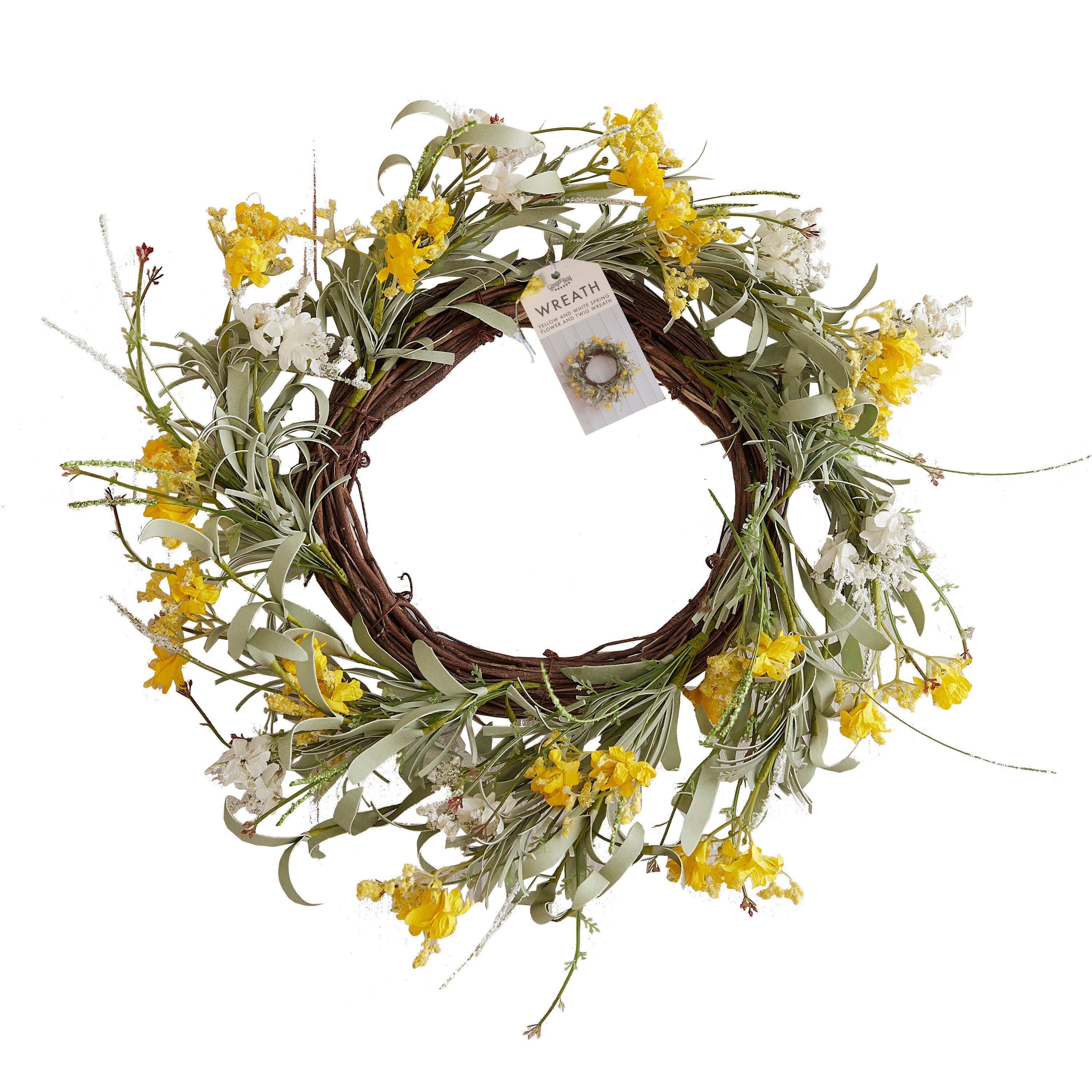 Yellow Artificial Flower Foliage Spring Wreath- 5 Inner Pack