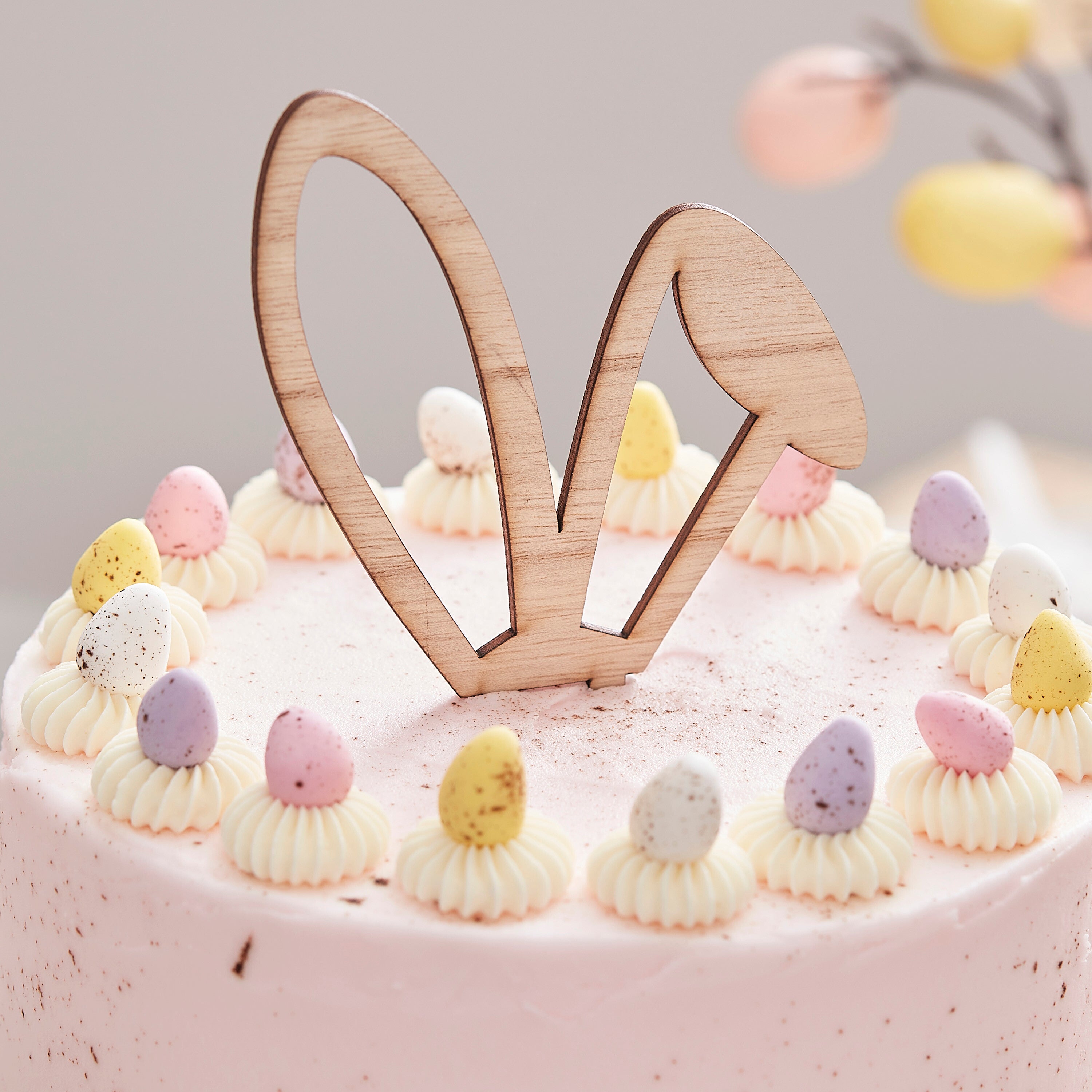 Wooden Bunny Ears Easter Cake Topper- 5 Inner Pack