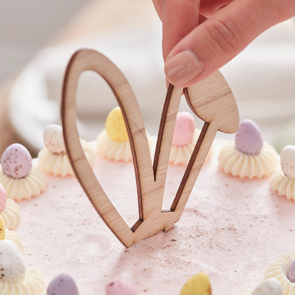 Wooden Bunny Ears Easter Cake Topper- 5 Inner Pack