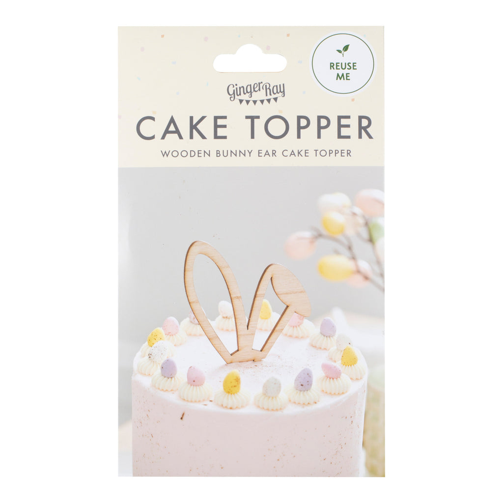 Wooden Bunny Ears Easter Cake Topper- 5 Inner Pack