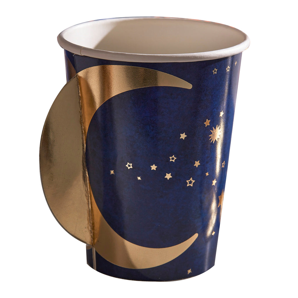 Navy & Gold Pop Out Moon Eid Paper Cups- 5 Inner Pack