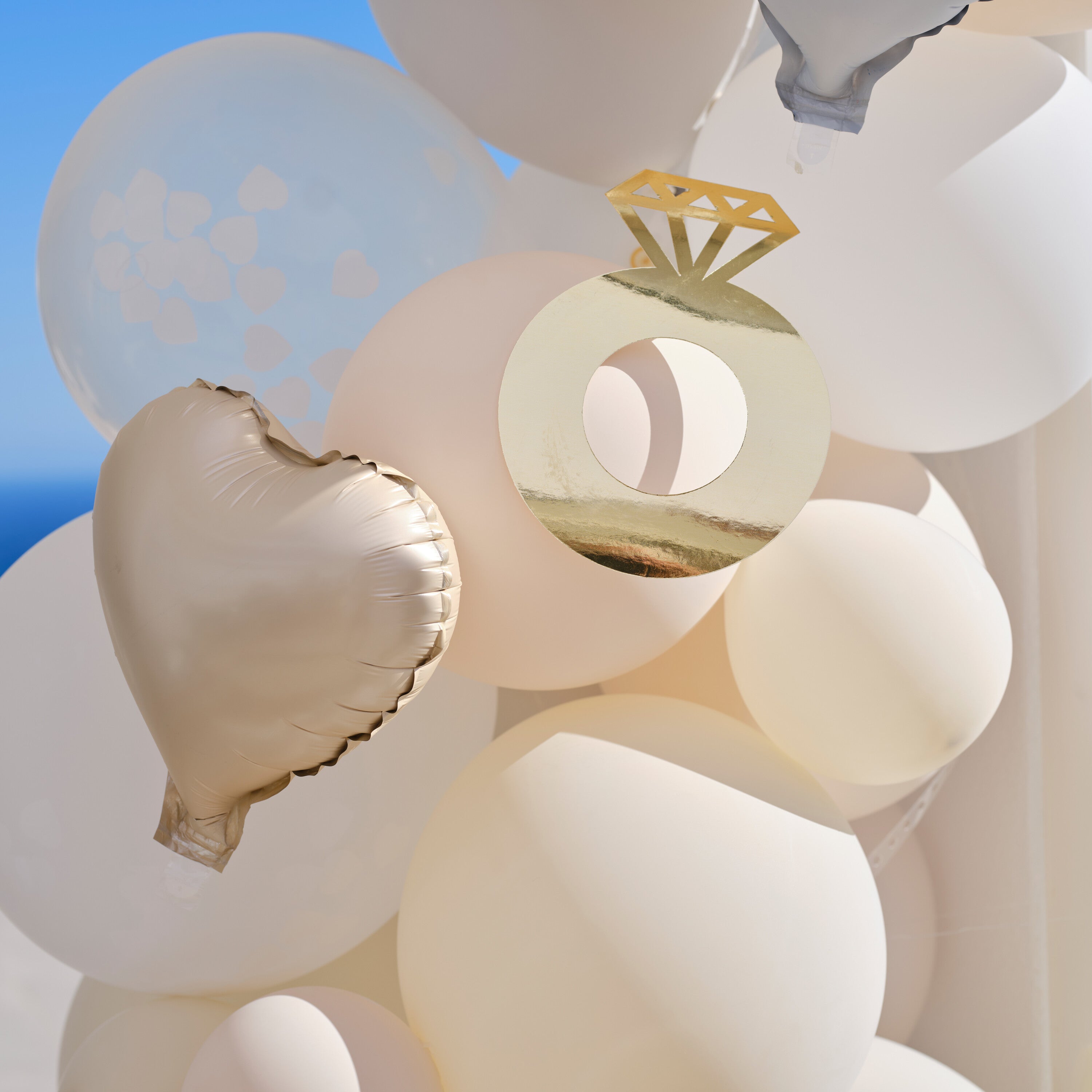 Cream, Grey and Confetti Engagement Party Balloon Arch- 5 Inner Pack