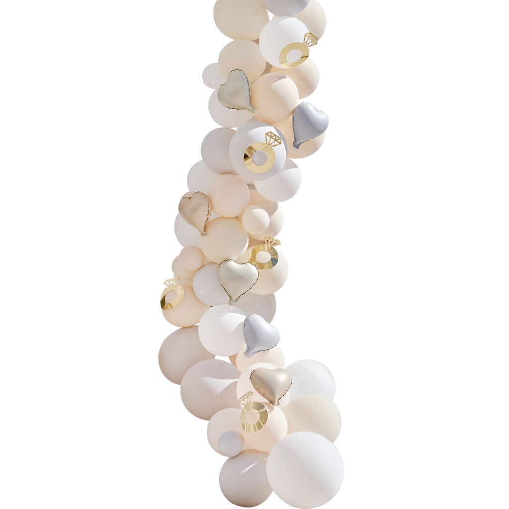 Cream, Grey and Confetti Engagement Party Balloon Arch- 5 Inner Pack