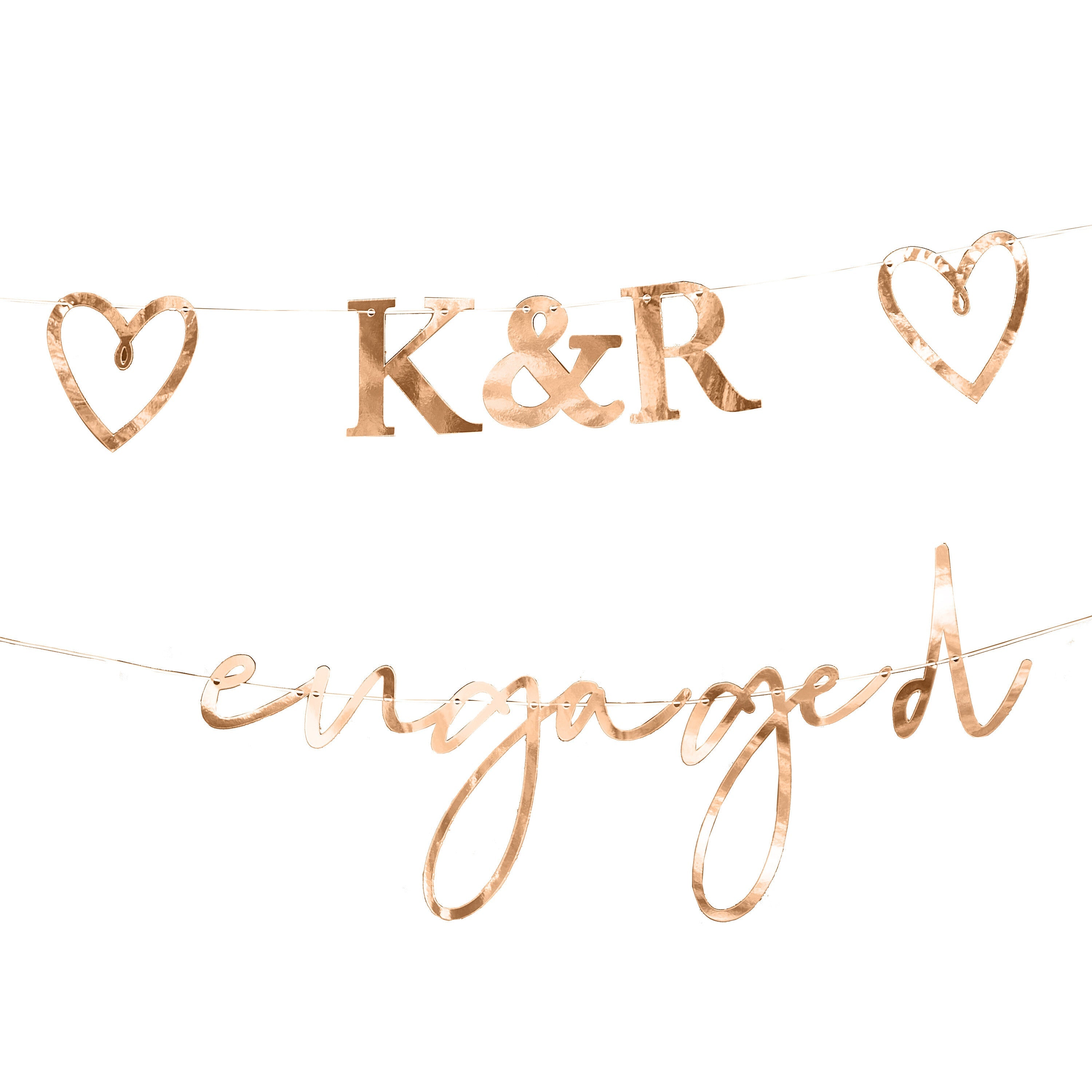 Customisable Rose Gold Engaged Bunting