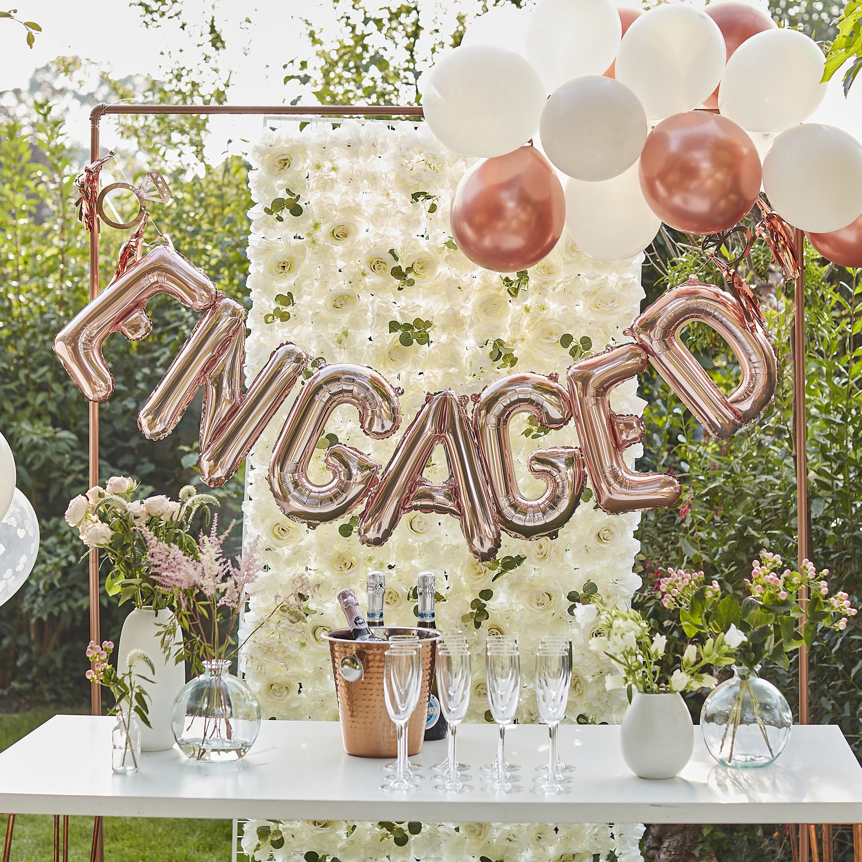 Customisable Rose Gold Engaged Bunting