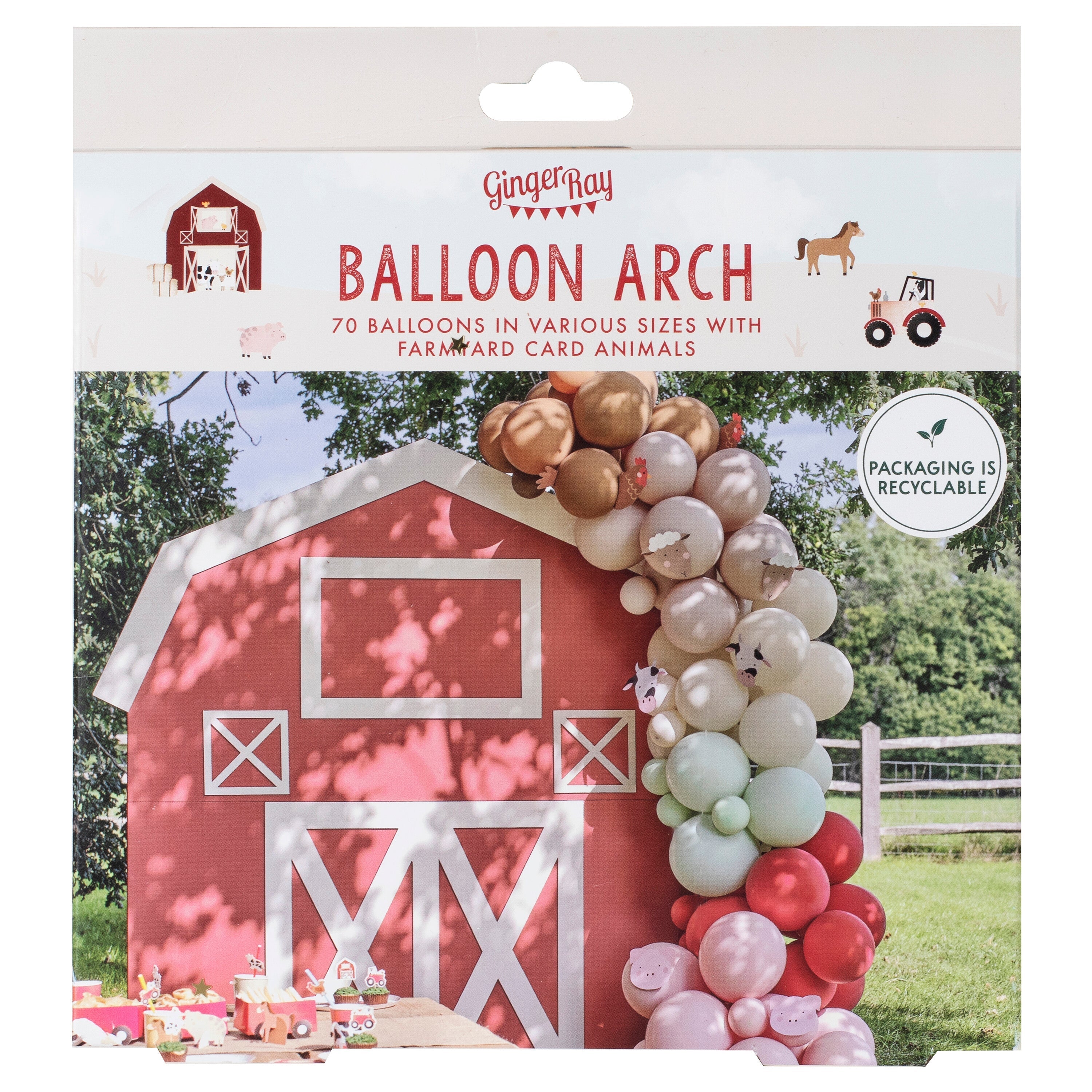 Farm Party Balloon Arch with Card Animals- 5 Inner Pack