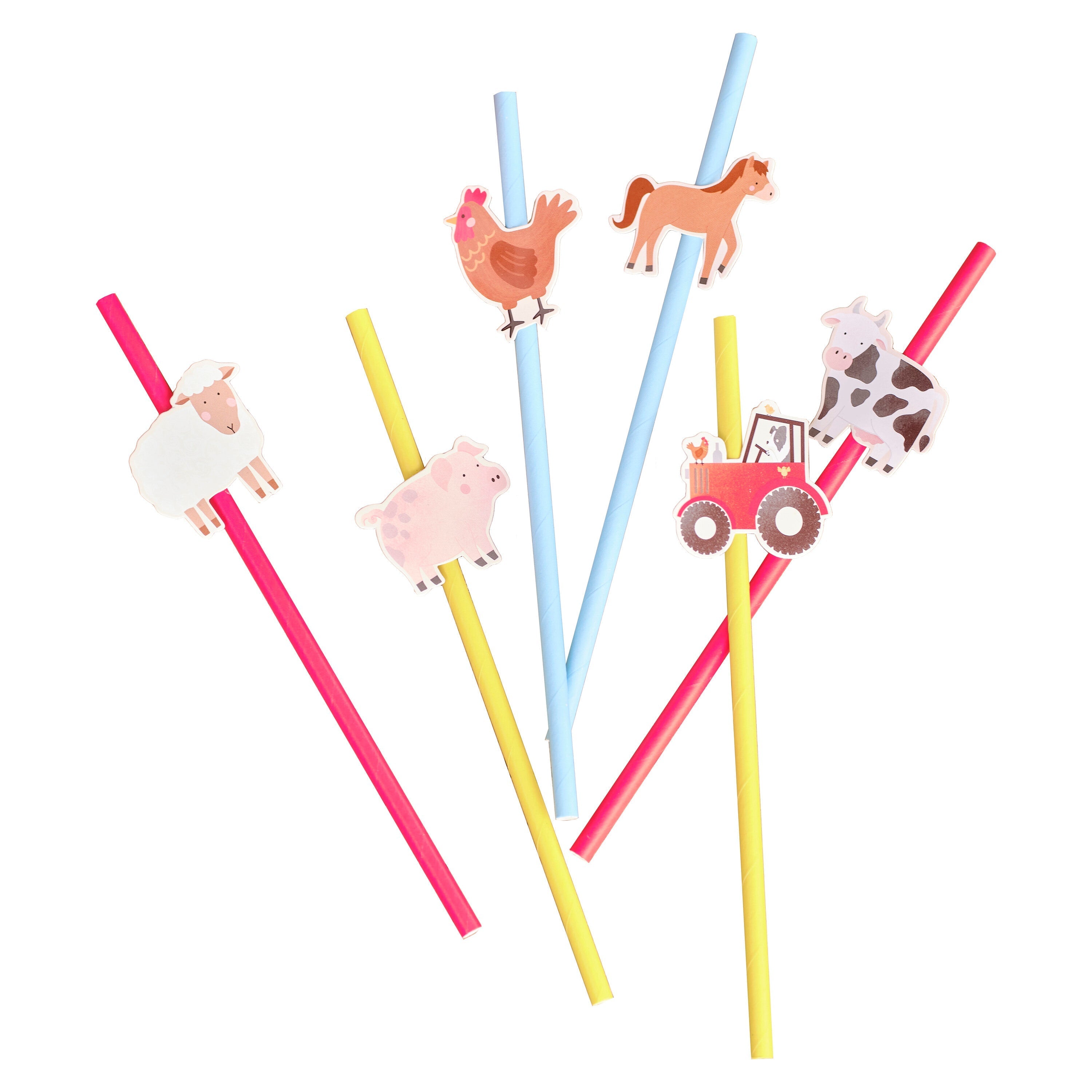 Farm Animals Party Paper Straws- 5 Inner Pack