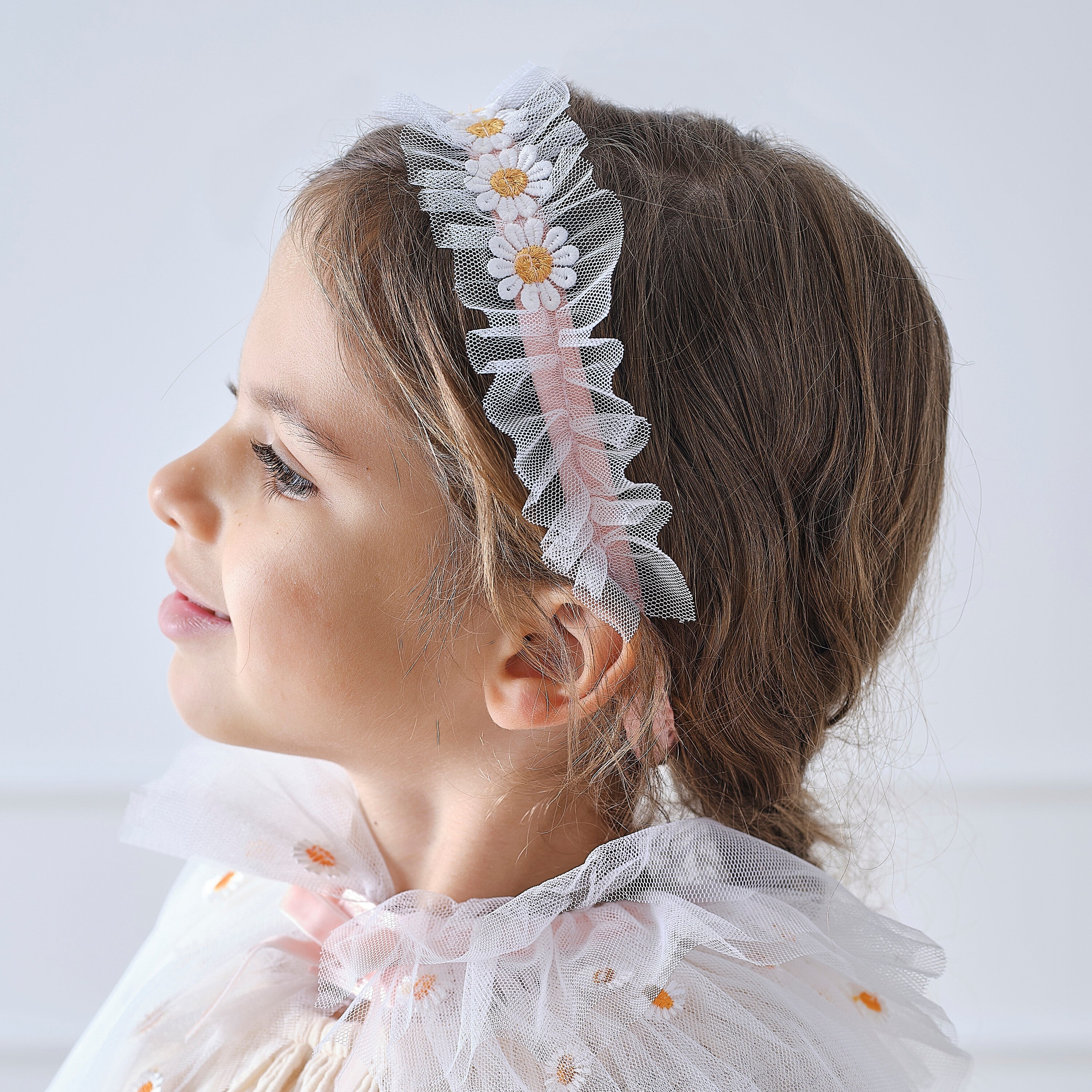 White and Pink Daisy Flower Headband- 4 Inner Pack