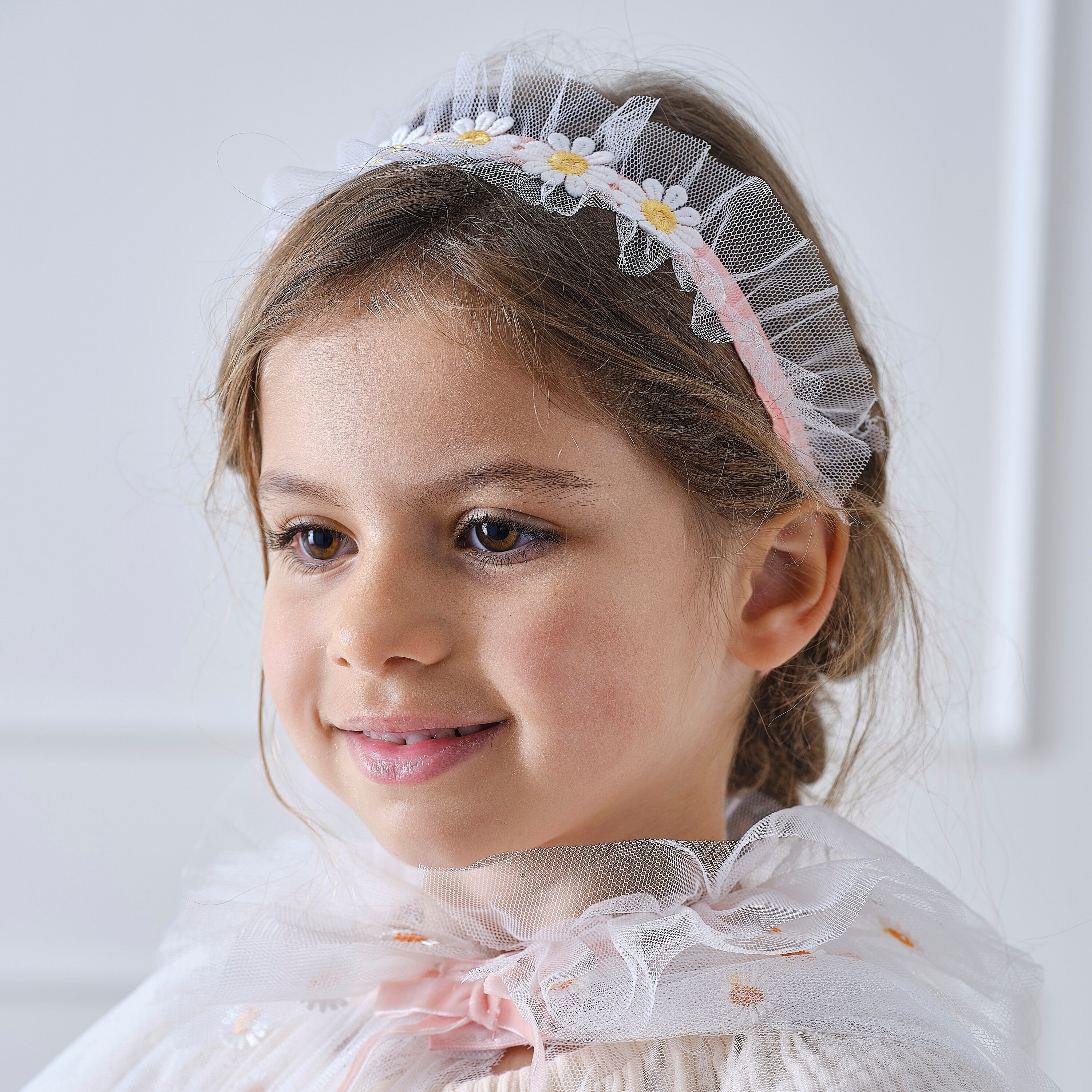 White and Pink Daisy Flower Headband