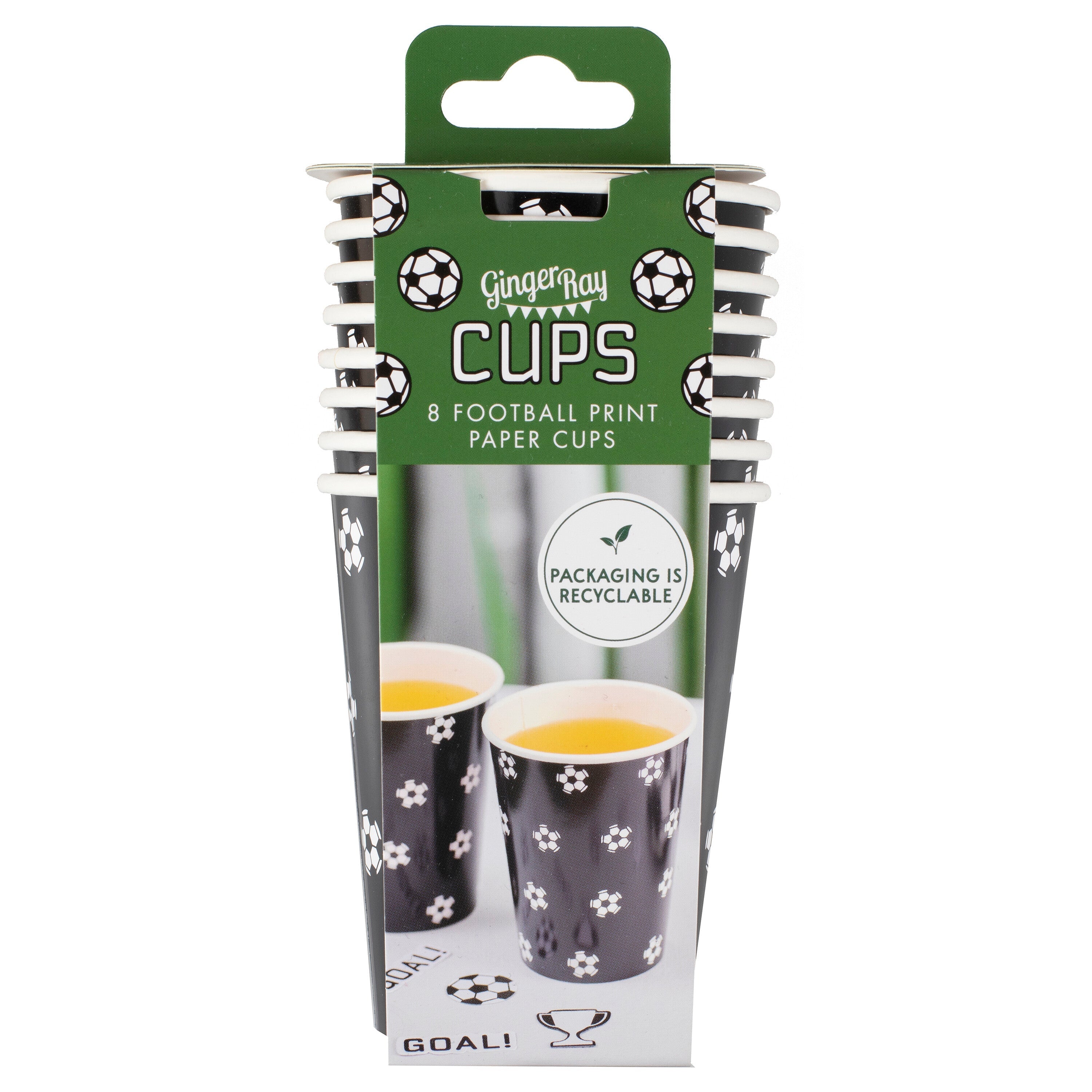 Football Print Paper Cups- 5 Inner Pack