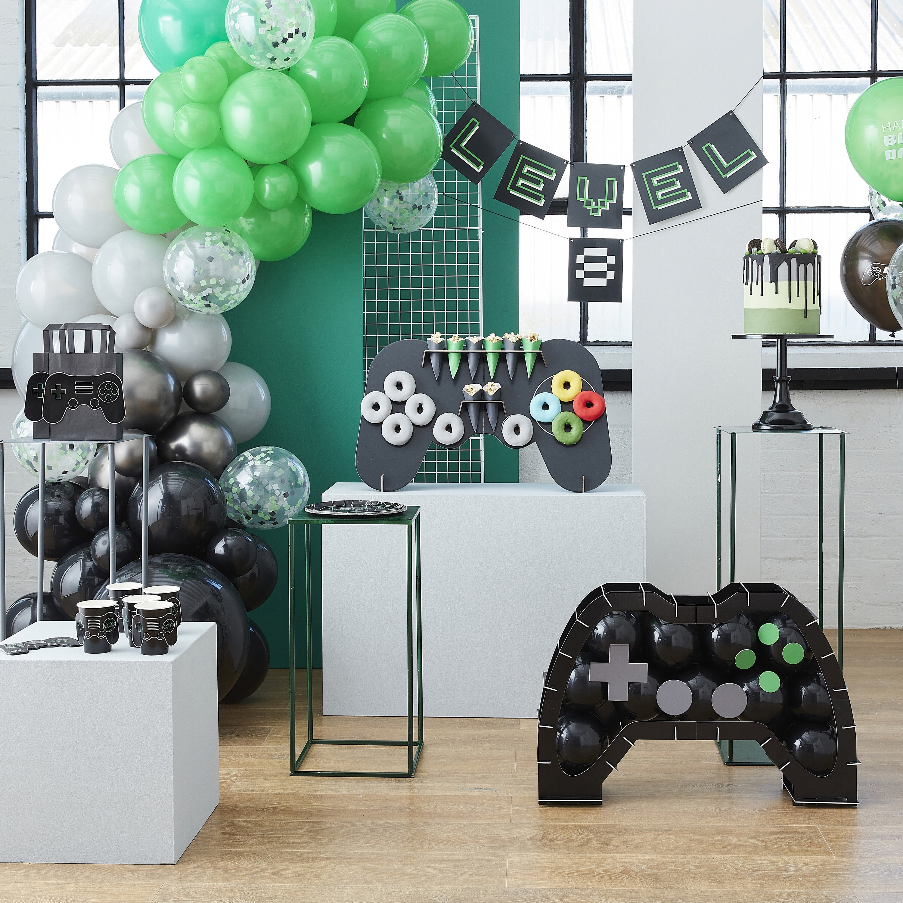 Customisable Age Black and Green Level Up Bunting- 5 Inner Pack