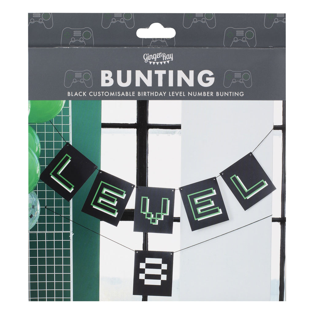 Customisable Age Black and Green Level Up Bunting
