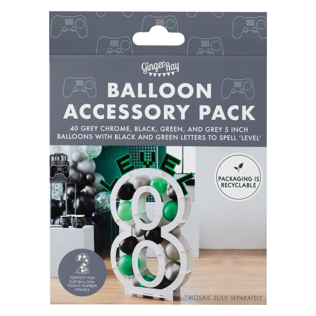 Black, Green and Grey Balloon Mosaic Balloon Pack with Letters- 5 Inner Pack