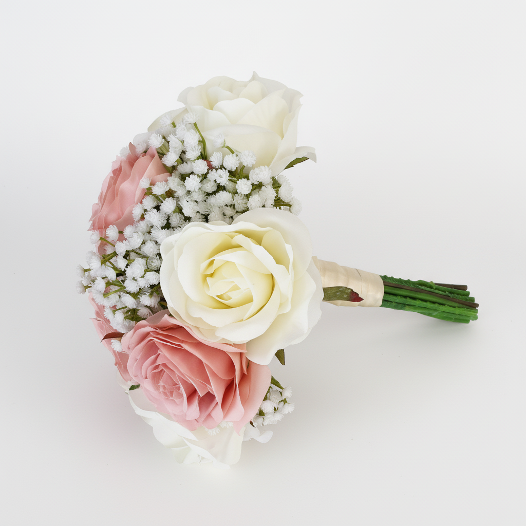 Gyps and Rose Bouquet - Soft White Background 2