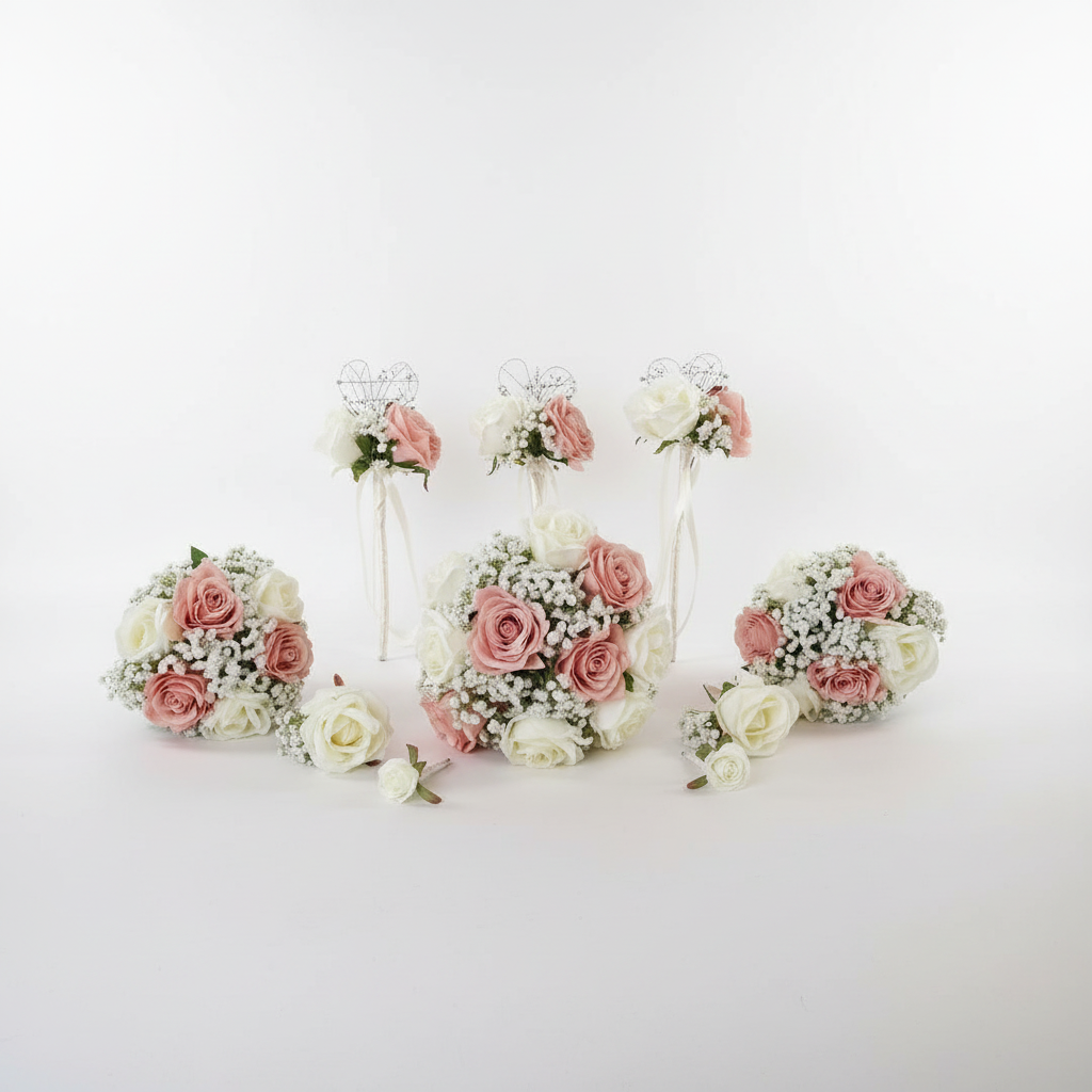 Gyps and Rose Bouquet - Soft White Background 3
