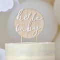 Hello Baby Wood and Acrylic Baby Shower Cake Topper
