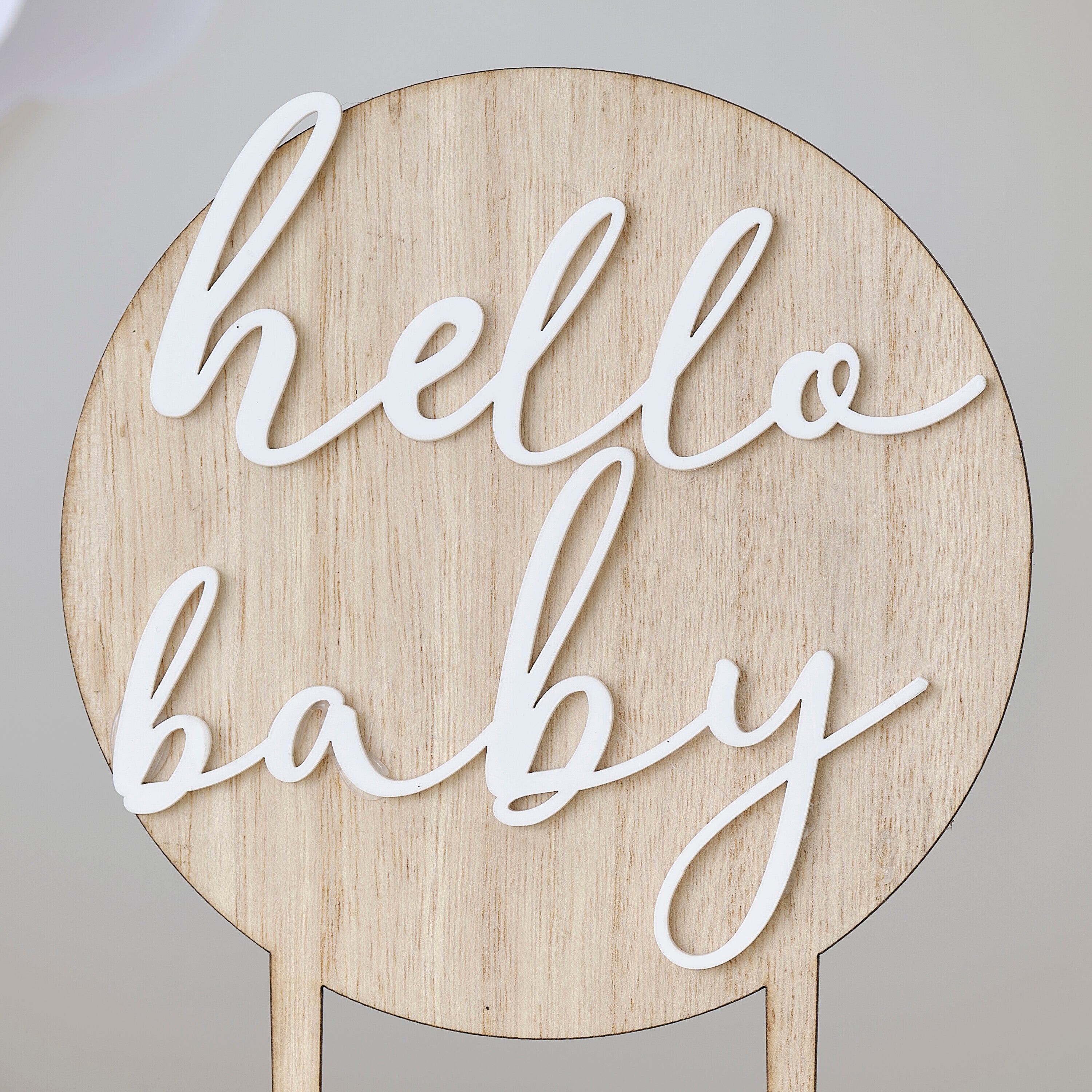 Hello Baby Wood and Acrylic Baby Shower Cake Topper- 5 Inner Pack