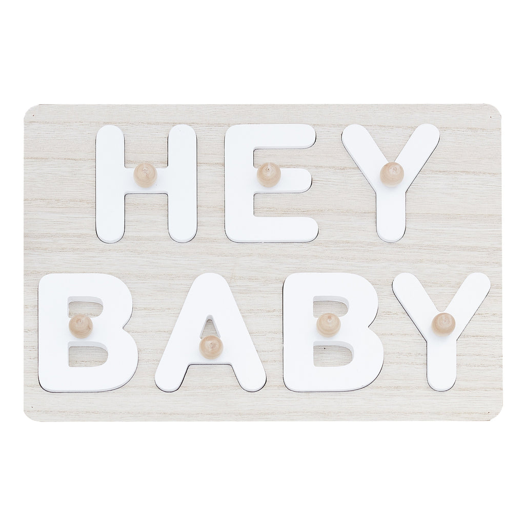 Hey Baby Wooden Puzzle Baby Shower Guest Book- 5 Inner Pack