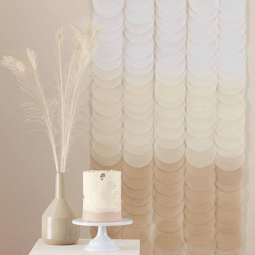 Neutral Ombre Tissue Paper Disc Party Backdrop- 5 Inner Pack