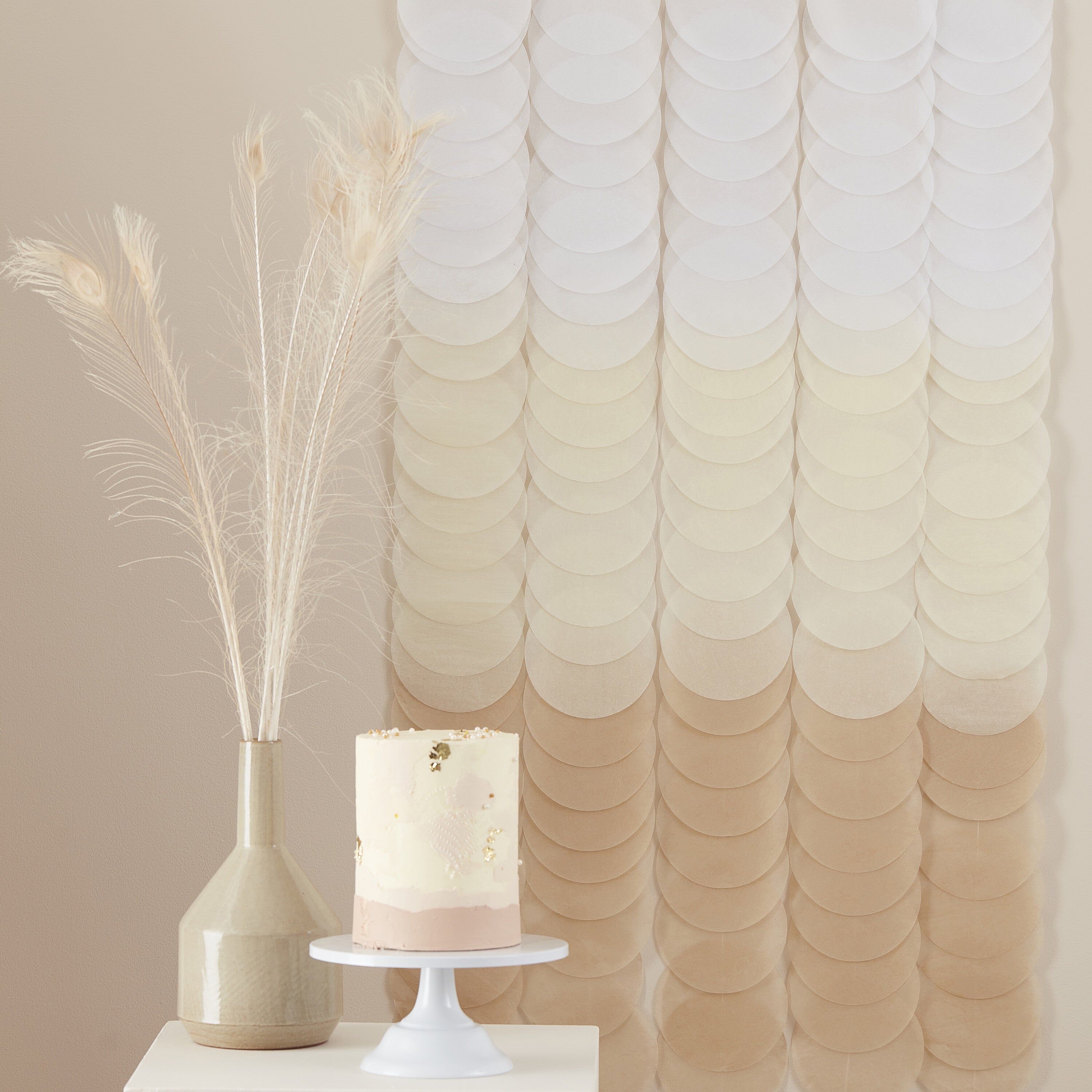 Neutral Ombre Tissue Paper Disc Party Backdrop- 5 Inner Pack